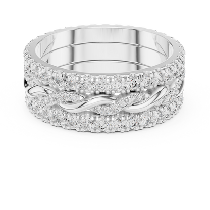 1.41ctw Round Diamond Multi-Row Interwoven Statement Ring - Solid Gold