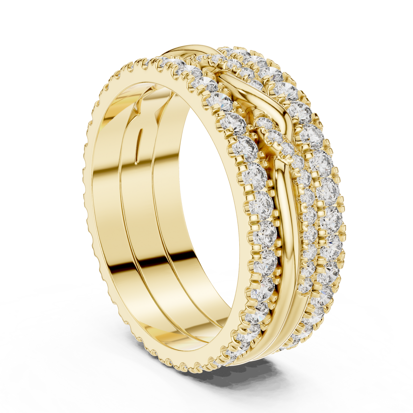 1.41ctw Round Diamond Multi-Row Interwoven Statement Ring - Solid Gold