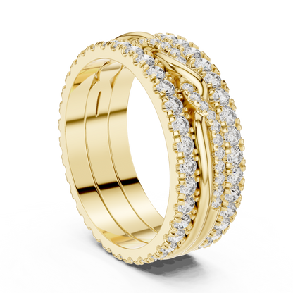1.41ctw Round Diamond Multi-Row Interwoven Statement Ring - Solid Gold