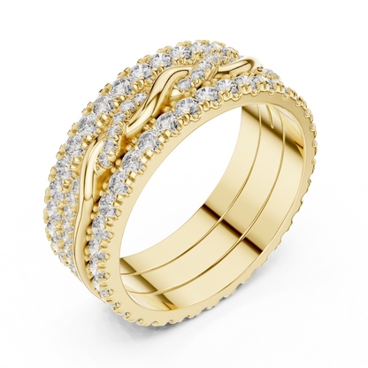 1.41ctw Round Diamond Multi-Row Interwoven Statement Ring - Solid Gold