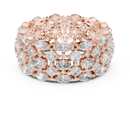 3.29ctw Mixed Shape Diamond Multi-Row Statement Ring - Solid Gold