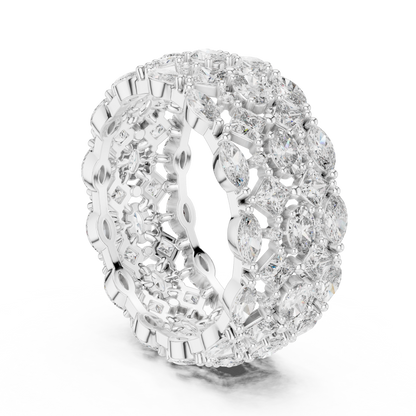 3.29ctw Mixed Shape Diamond Multi-Row Statement Ring - Solid Gold