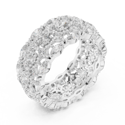 3.29ctw Mixed Shape Diamond Multi-Row Statement Ring - Solid Gold