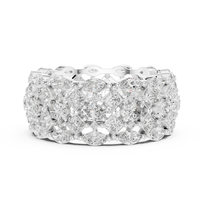 3.29ctw Mixed Shape Diamond Multi-Row Statement Ring - Solid Gold