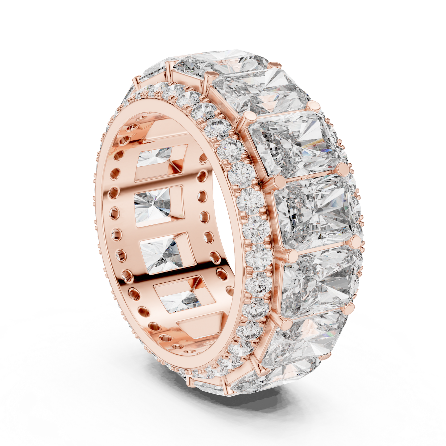 12.51ctw Radiant Cut Diamond Multi-Row Statement Band - Solid Gold