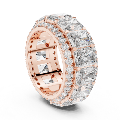 12.51ctw Radiant Cut Diamond Multi-Row Statement Band - Solid Gold