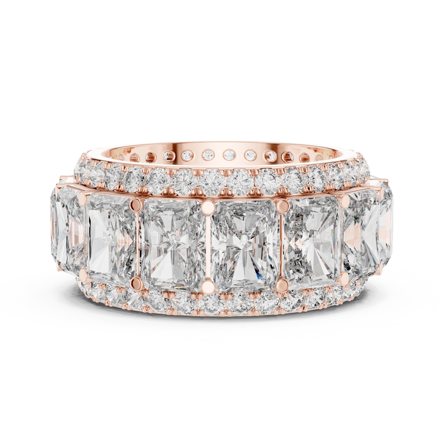 12.51ctw Radiant Cut Diamond Multi-Row Statement Band - Solid Gold