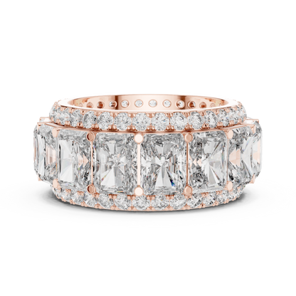 12.51ctw Radiant Cut Diamond Multi-Row Statement Band - Solid Gold