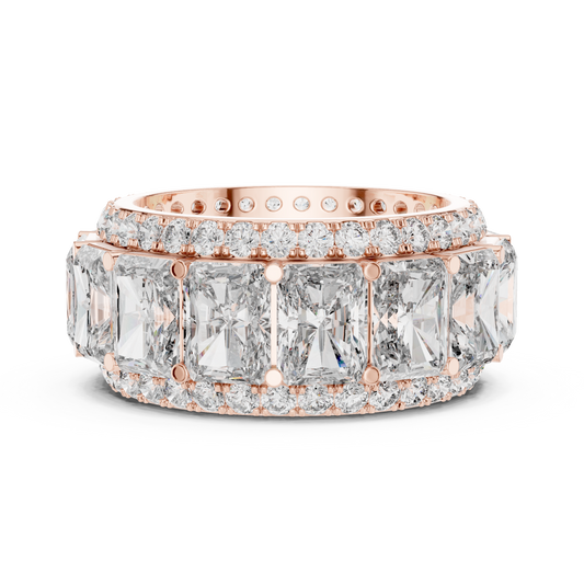 12.51 Carat Radiant Cut Diamond Multi-Row Statement Band - Solid Gold