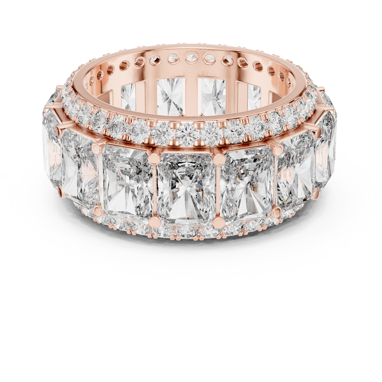 12.51ctw Radiant Cut Diamond Multi-Row Statement Band - Solid Gold