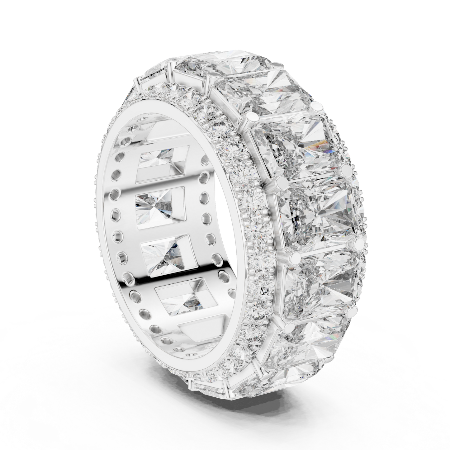 12.51ctw Radiant Cut Diamond Multi-Row Statement Band - Solid Gold