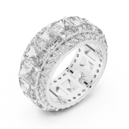 12.51ctw Radiant Cut Diamond Multi-Row Statement Band - Solid Gold