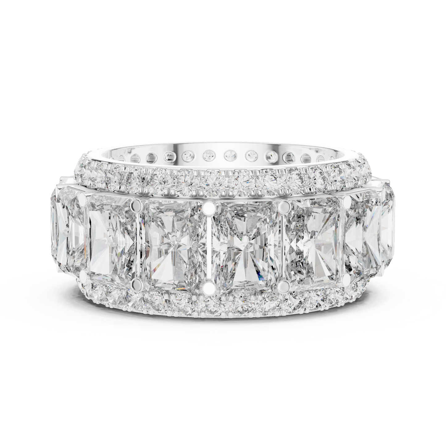 12.51ctw Radiant Cut Diamond Multi-Row Statement Band - Solid Gold