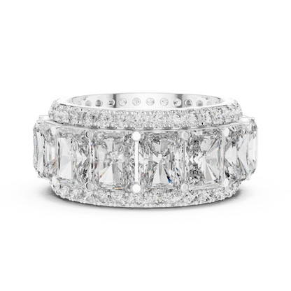 12.51ctw Radiant Cut Diamond Multi-Row Statement Band - Solid Gold
