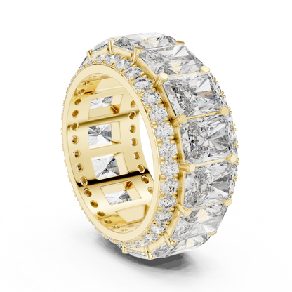 12.51ctw Radiant Cut Diamond Multi-Row Statement Band - Solid Gold