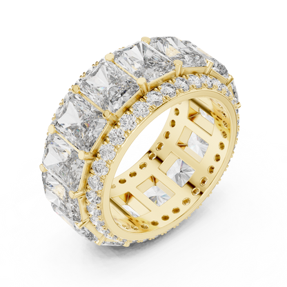 12.51ctw Radiant Cut Diamond Multi-Row Statement Band - Solid Gold