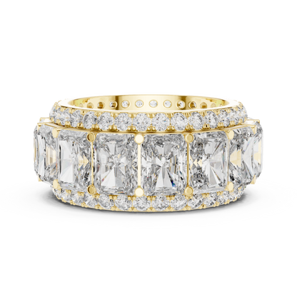 12.51ctw Radiant Cut Diamond Multi-Row Statement Band - Solid Gold