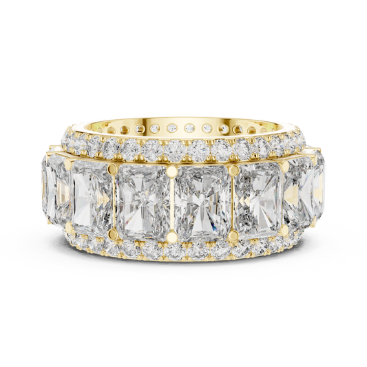12.51 Carat Radiant Cut Diamond Multi-Row Statement Band - Solid Gold