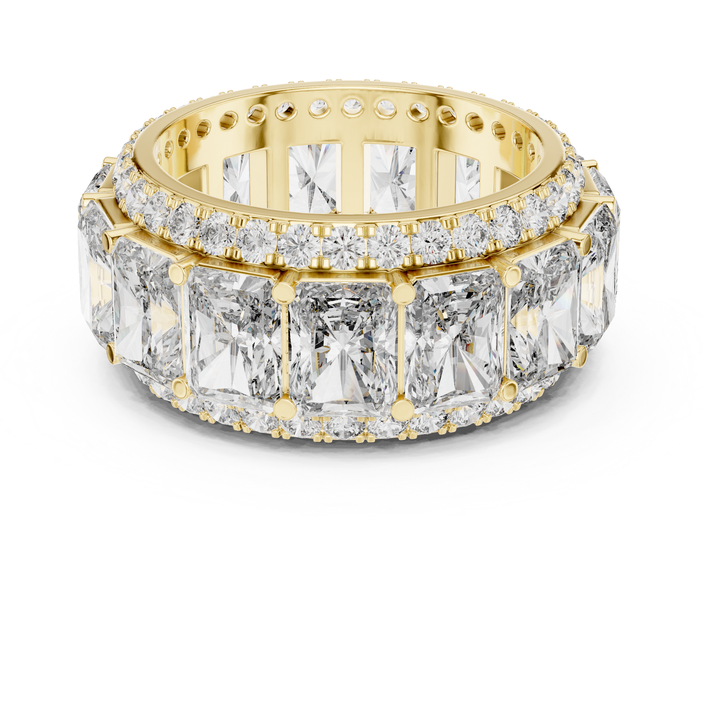 12.51ctw Radiant Cut Diamond Multi-Row Statement Band - Solid Gold