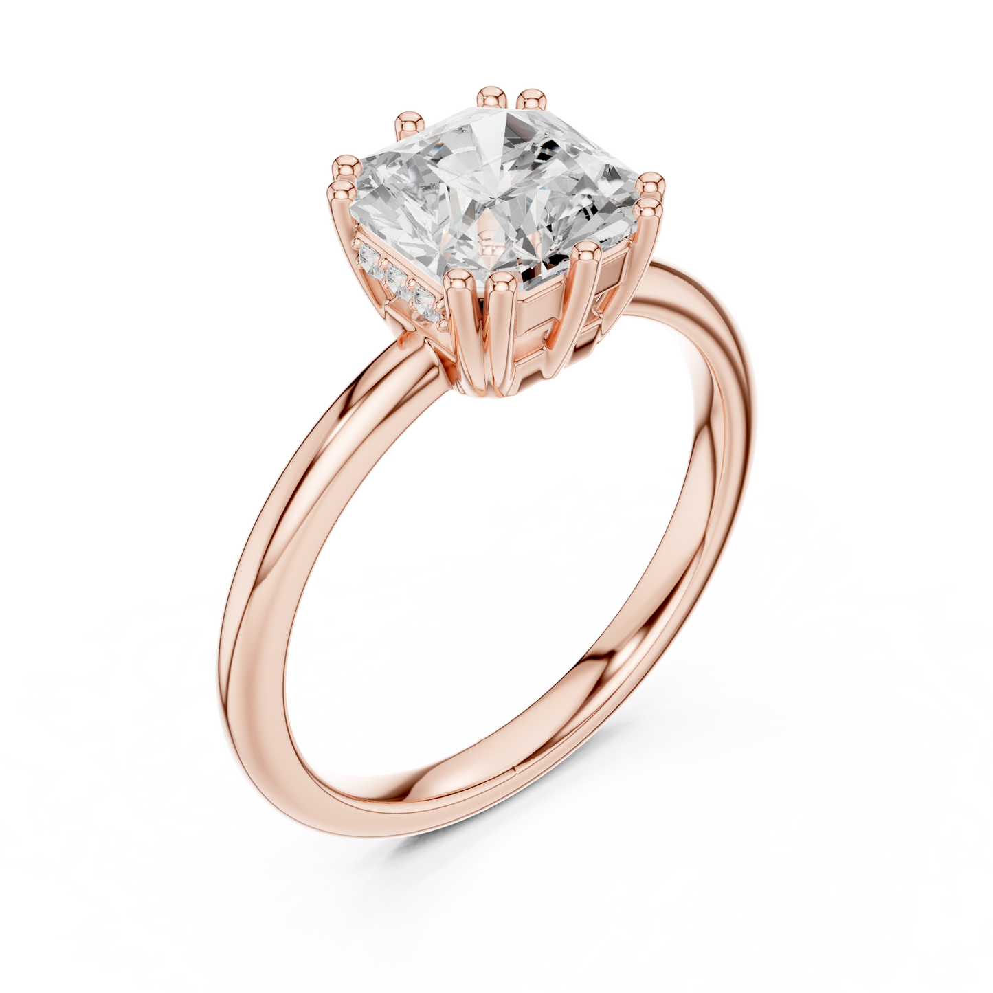 2.04ctw Asscher Cut Solitaire Ring with Hidden Halo | Yellow Gold