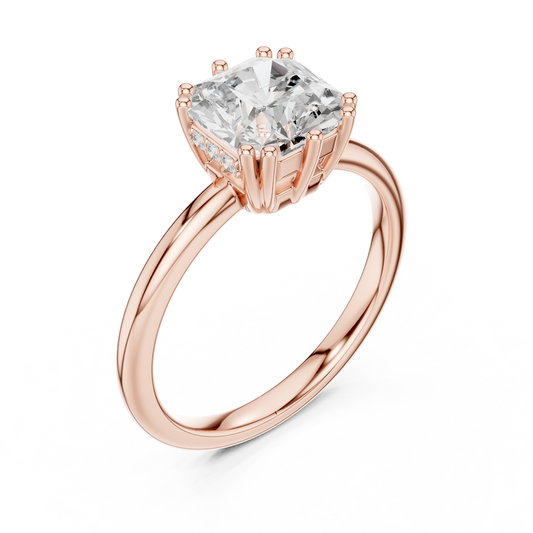 2.04ctw Asscher Cut Solitaire Ring with Hidden Halo | Yellow Gold