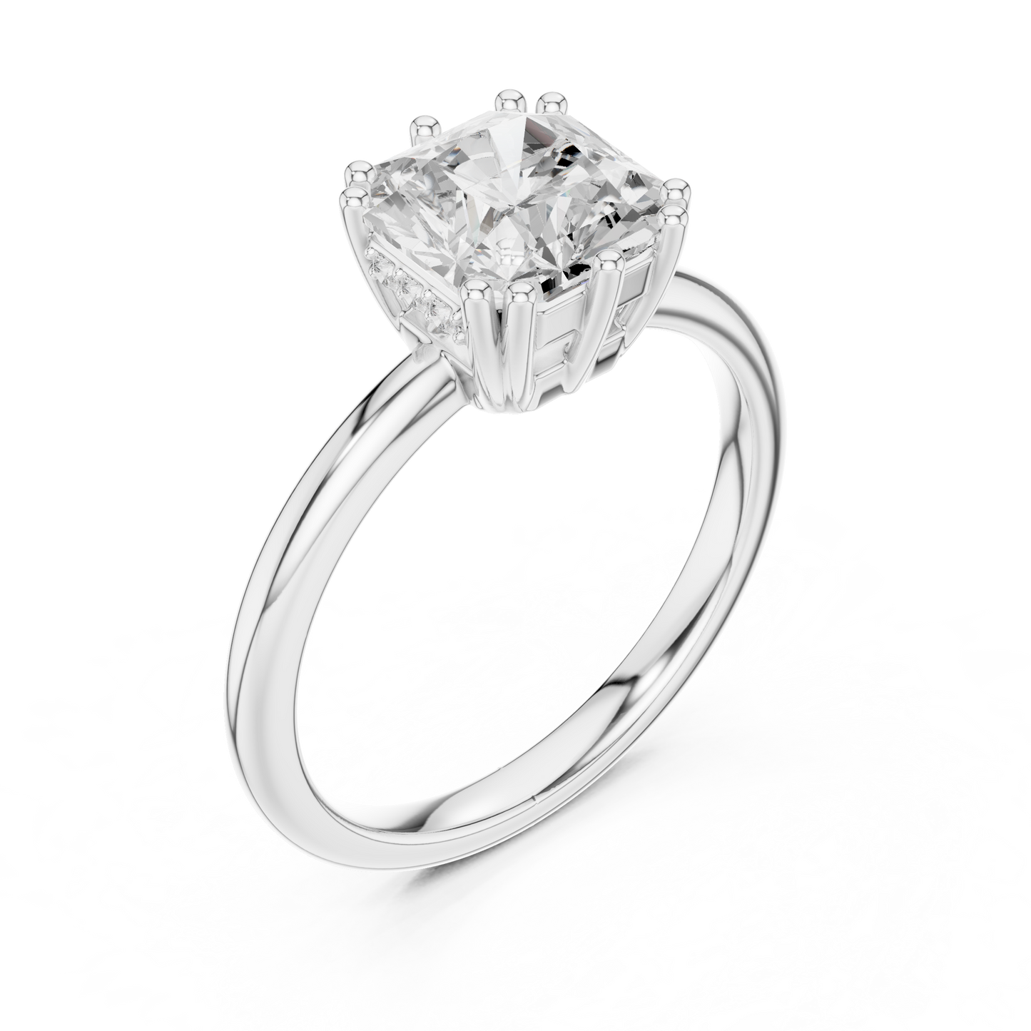 2.04ctw Asscher Cut Solitaire Ring with Hidden Halo | Yellow Gold