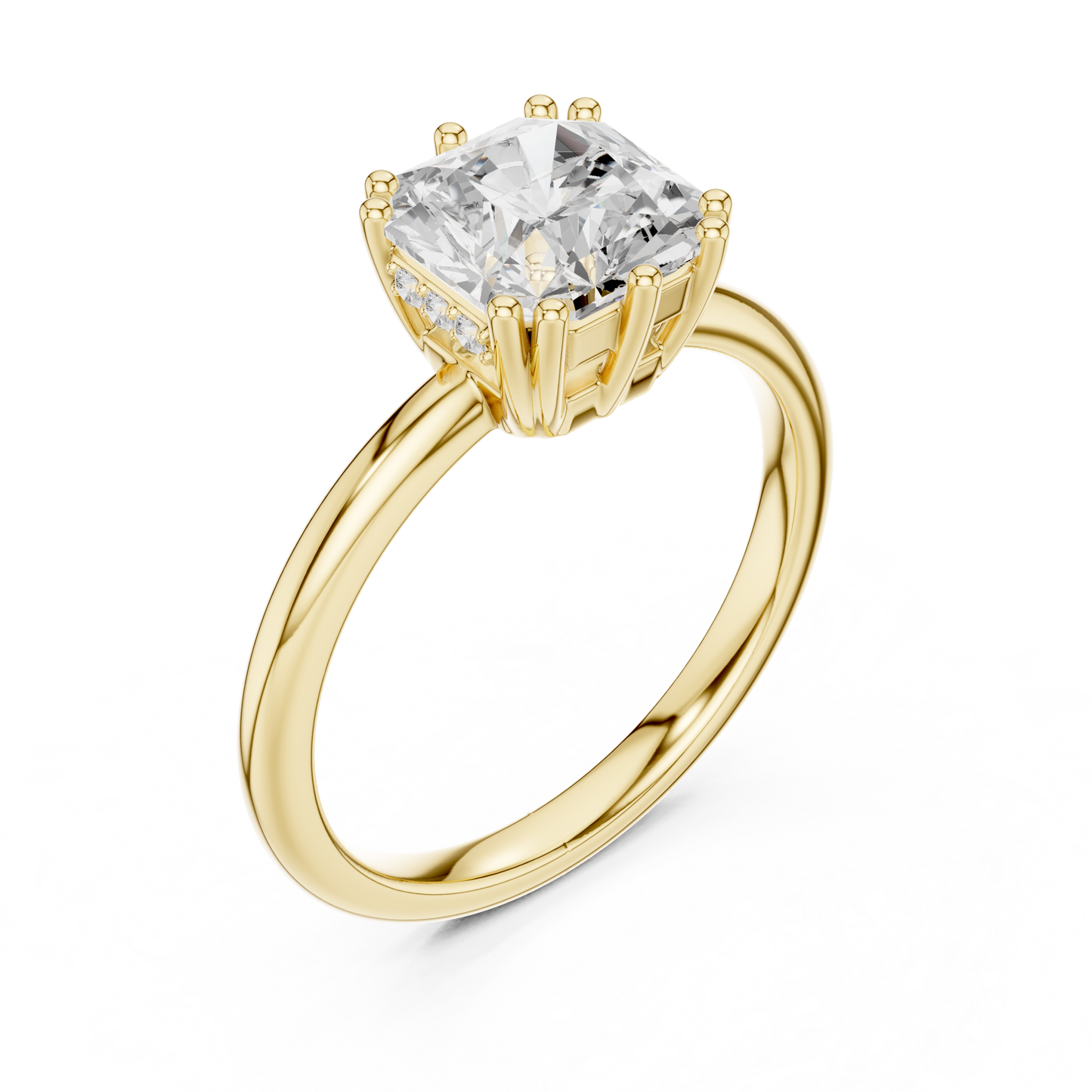 2.04ctw Asscher Cut Solitaire Ring with Hidden Halo | Yellow Gold