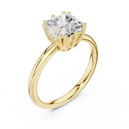 2.04ctw Asscher Cut Solitaire Ring with Hidden Halo | Yellow Gold