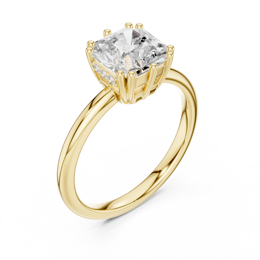 2.04ctw Asscher Cut Solitaire Ring with Hidden Halo | Yellow Gold