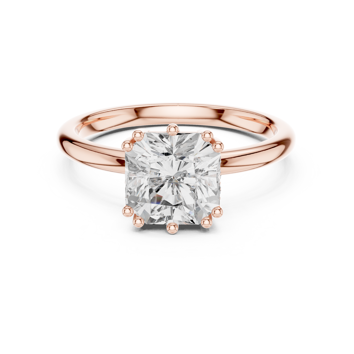2.04ctw Asscher Cut Solitaire Ring with Hidden Halo | Yellow Gold