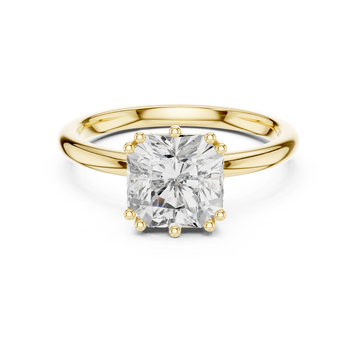 2.04ctw Asscher Cut Solitaire Ring with Hidden Halo | Yellow Gold