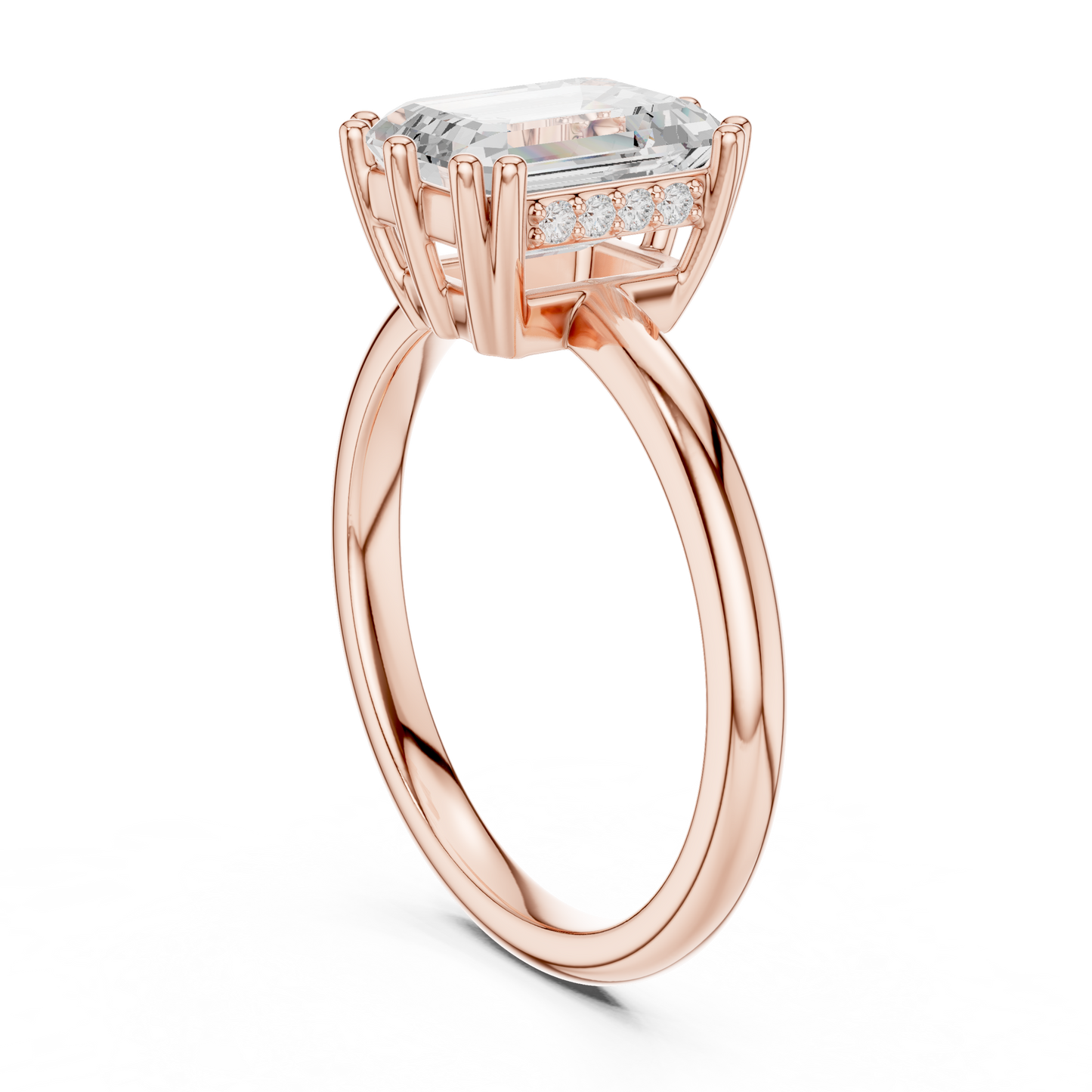2.05ctw Emerald Cut Solitaire Ring with Hidden Halo | Yellow Gold