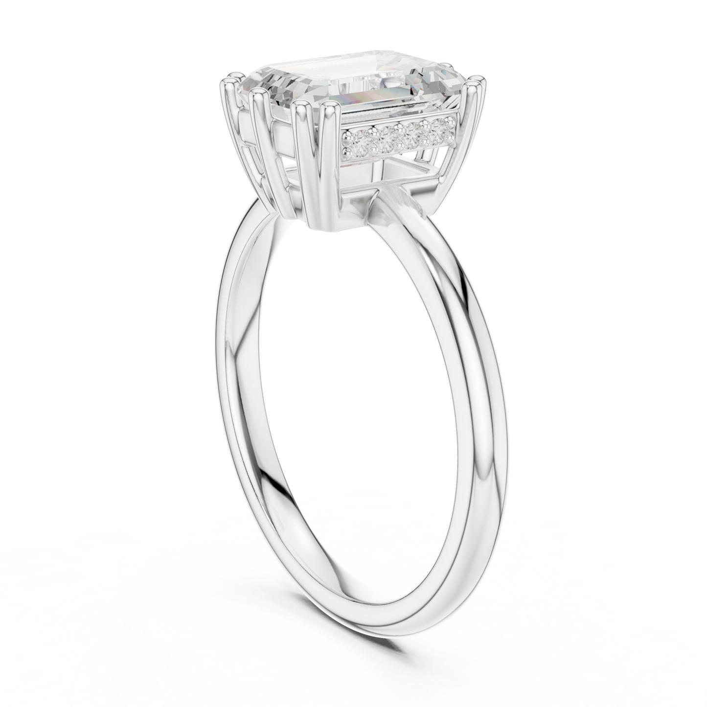 2.05ctw Emerald Cut Solitaire Ring with Hidden Halo | Yellow Gold
