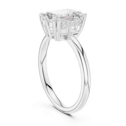 2.05ctw Emerald Cut Solitaire Ring with Hidden Halo | Yellow Gold
