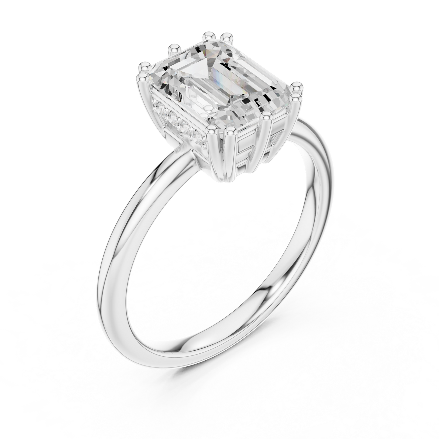 2.05ctw Emerald Cut Solitaire Ring with Hidden Halo | Yellow Gold