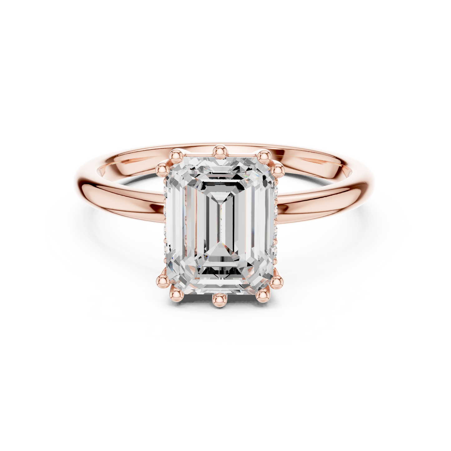 2.05ctw Emerald Cut Solitaire Ring with Hidden Halo | Yellow Gold