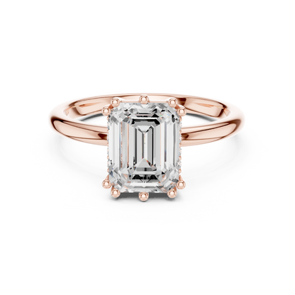 2.05ctw Emerald Cut Solitaire Ring with Hidden Halo | Yellow Gold