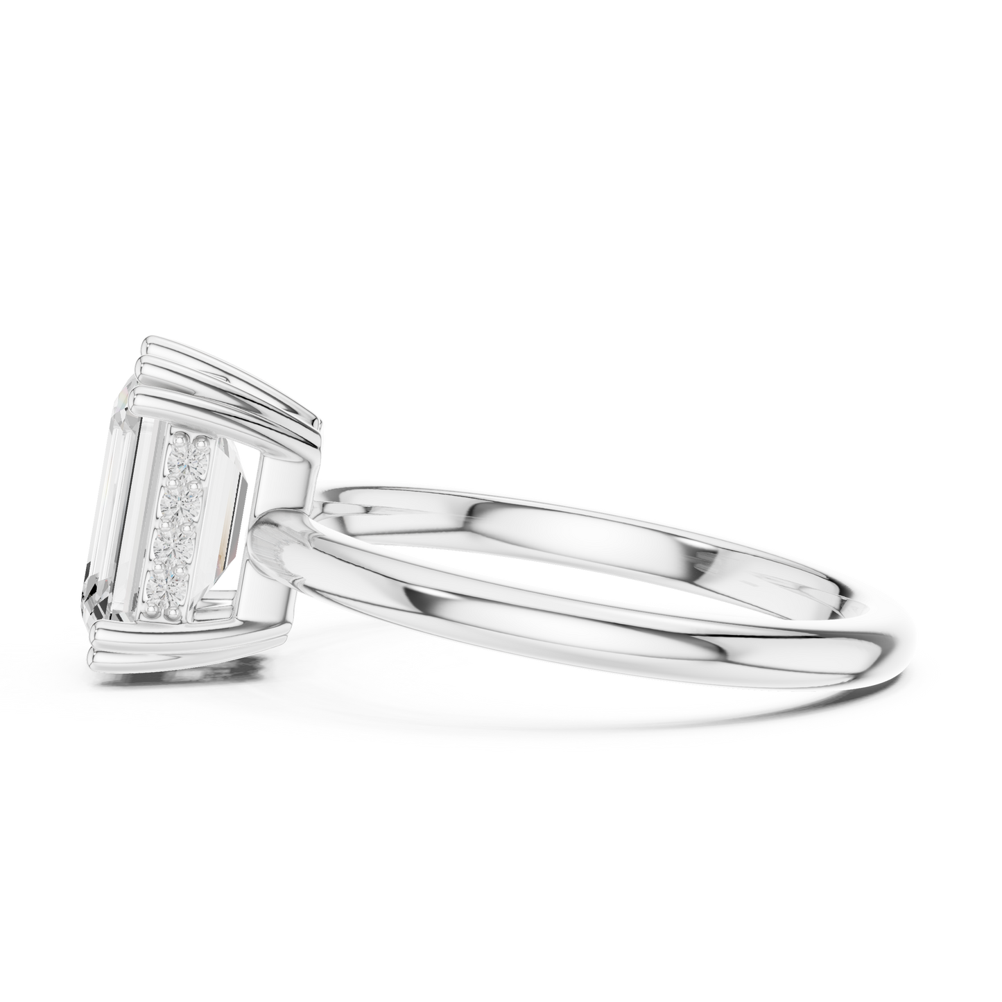 2.05ctw Emerald Cut Solitaire Ring with Hidden Halo | Yellow Gold
