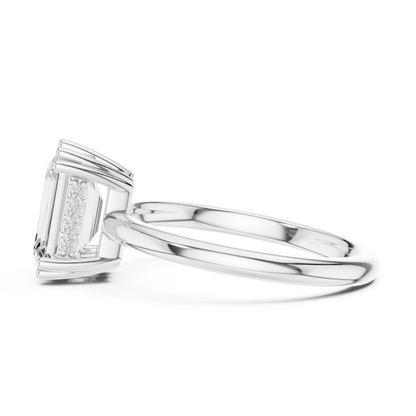 2.05ctw Emerald Cut Solitaire Ring with Hidden Halo | Yellow Gold