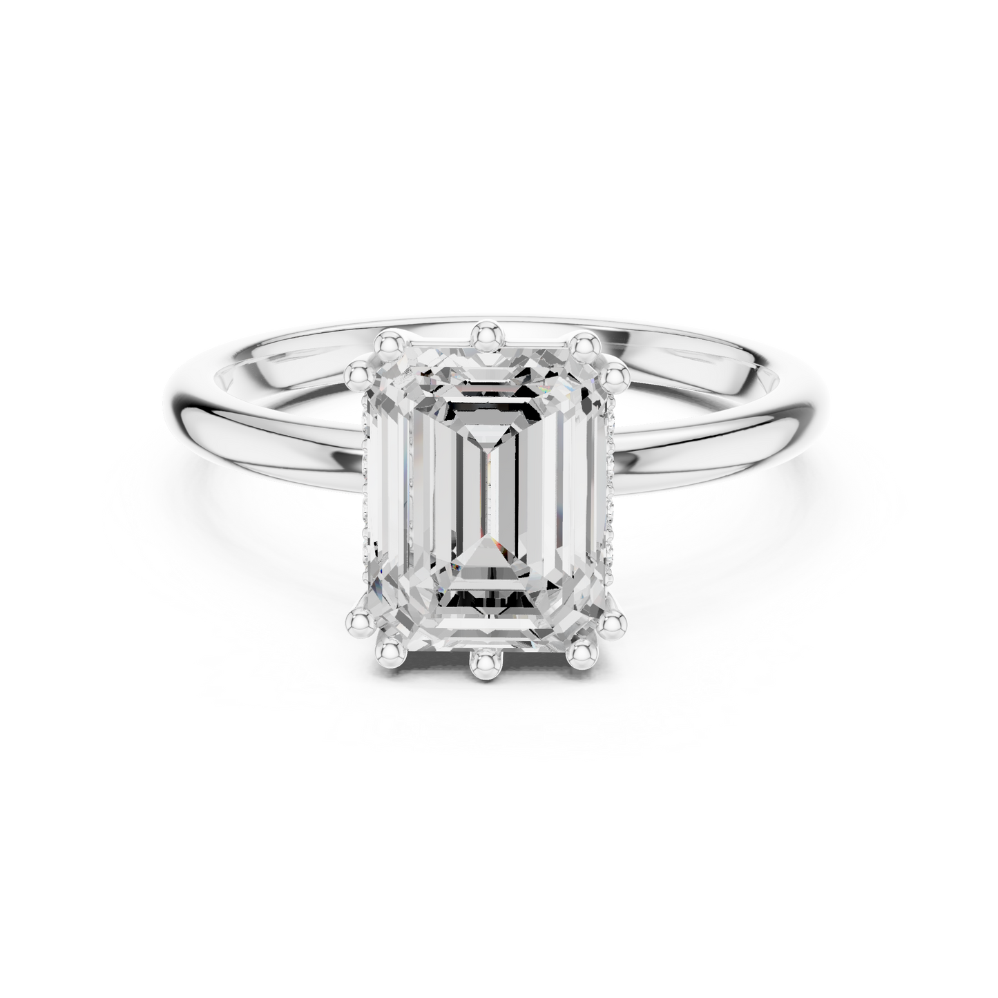 2.05ctw Emerald Cut Solitaire Ring with Hidden Halo | Yellow Gold