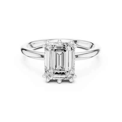 2.05ctw Emerald Cut Solitaire Ring with Hidden Halo | Yellow Gold