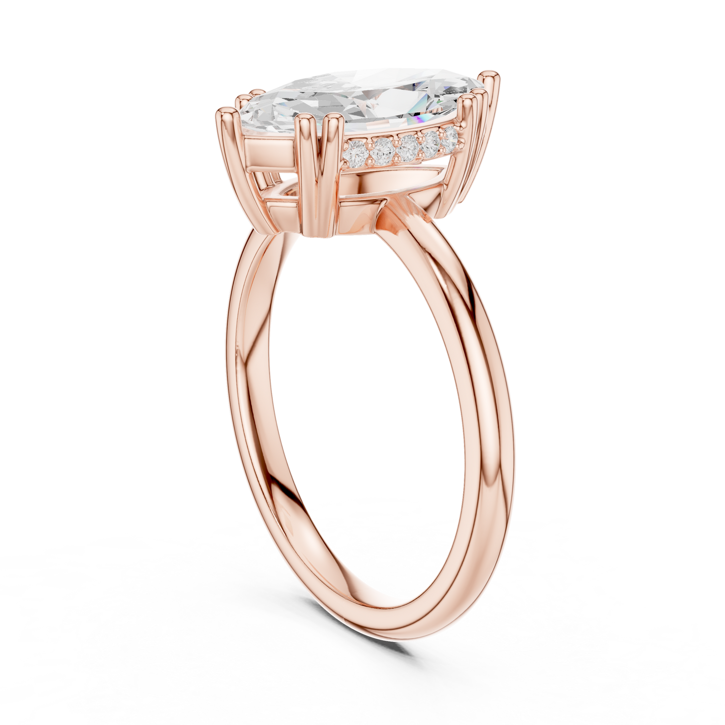 2.06ctw Marquise Cut Solitaire Ring with Hidden Halo | Yellow Gold