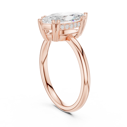 2.06ctw Marquise Cut Solitaire Ring with Hidden Halo | Yellow Gold