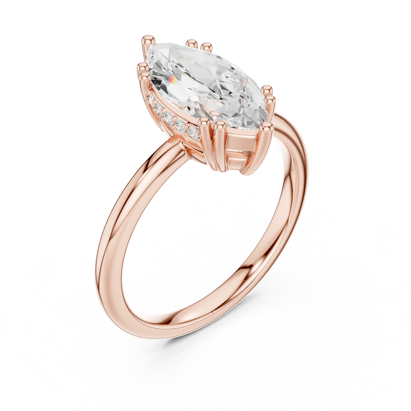 2.06ctw Marquise Cut Solitaire Ring with Hidden Halo | Yellow Gold