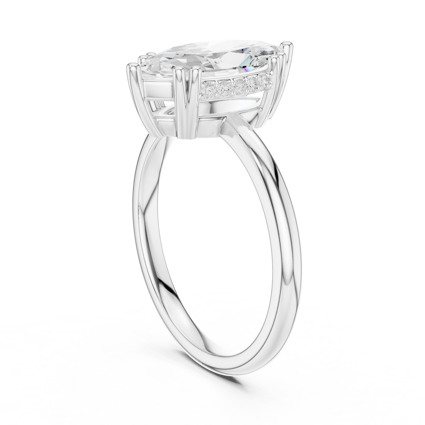 2.06ctw Marquise Cut Solitaire Ring with Hidden Halo | Yellow Gold