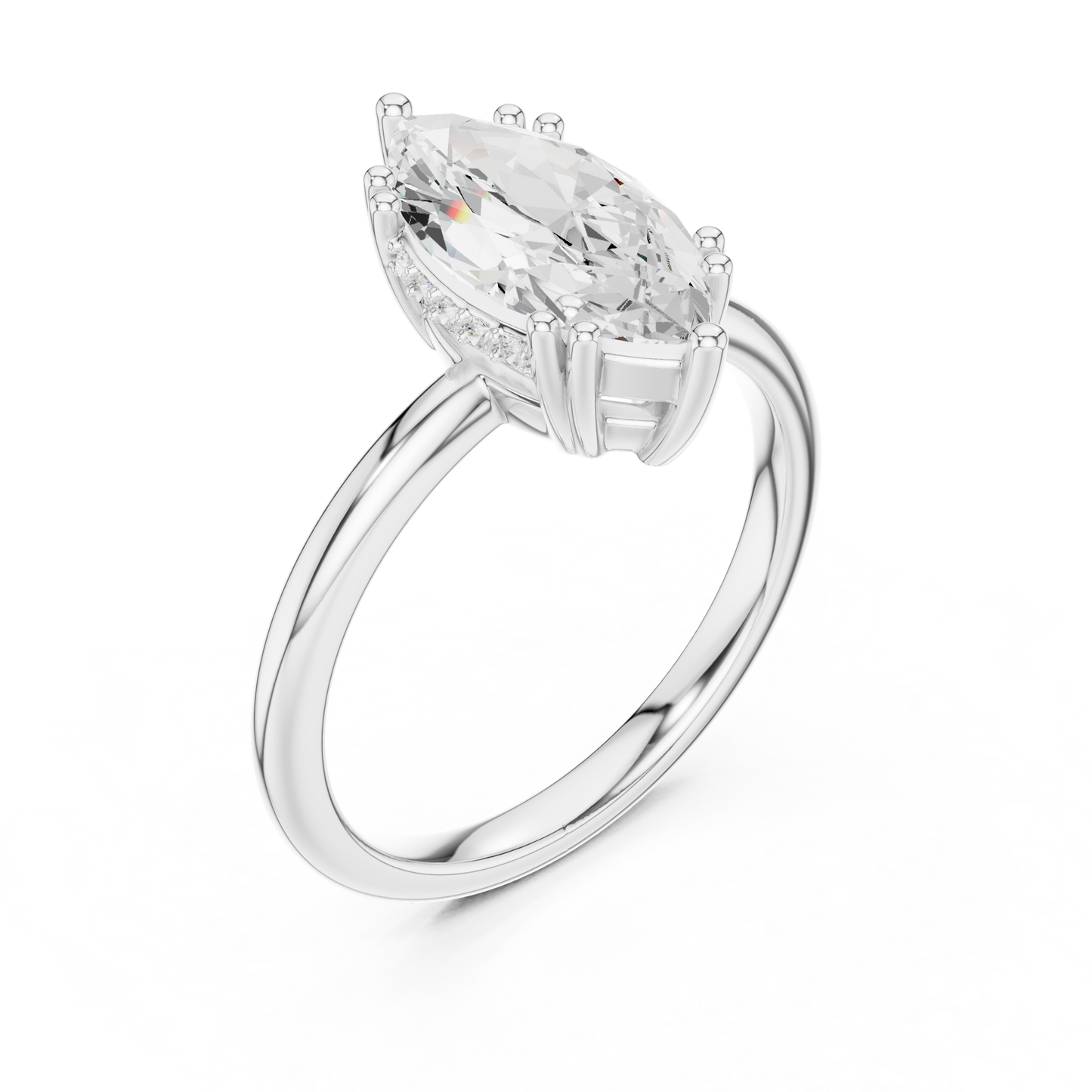 2.06ctw Marquise Cut Solitaire Ring with Hidden Halo | Yellow Gold