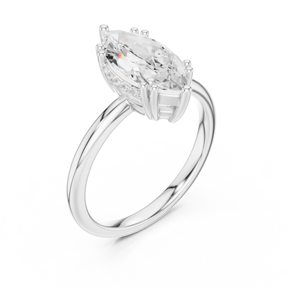 2.06ctw Marquise Cut Solitaire Ring with Hidden Halo | Yellow Gold