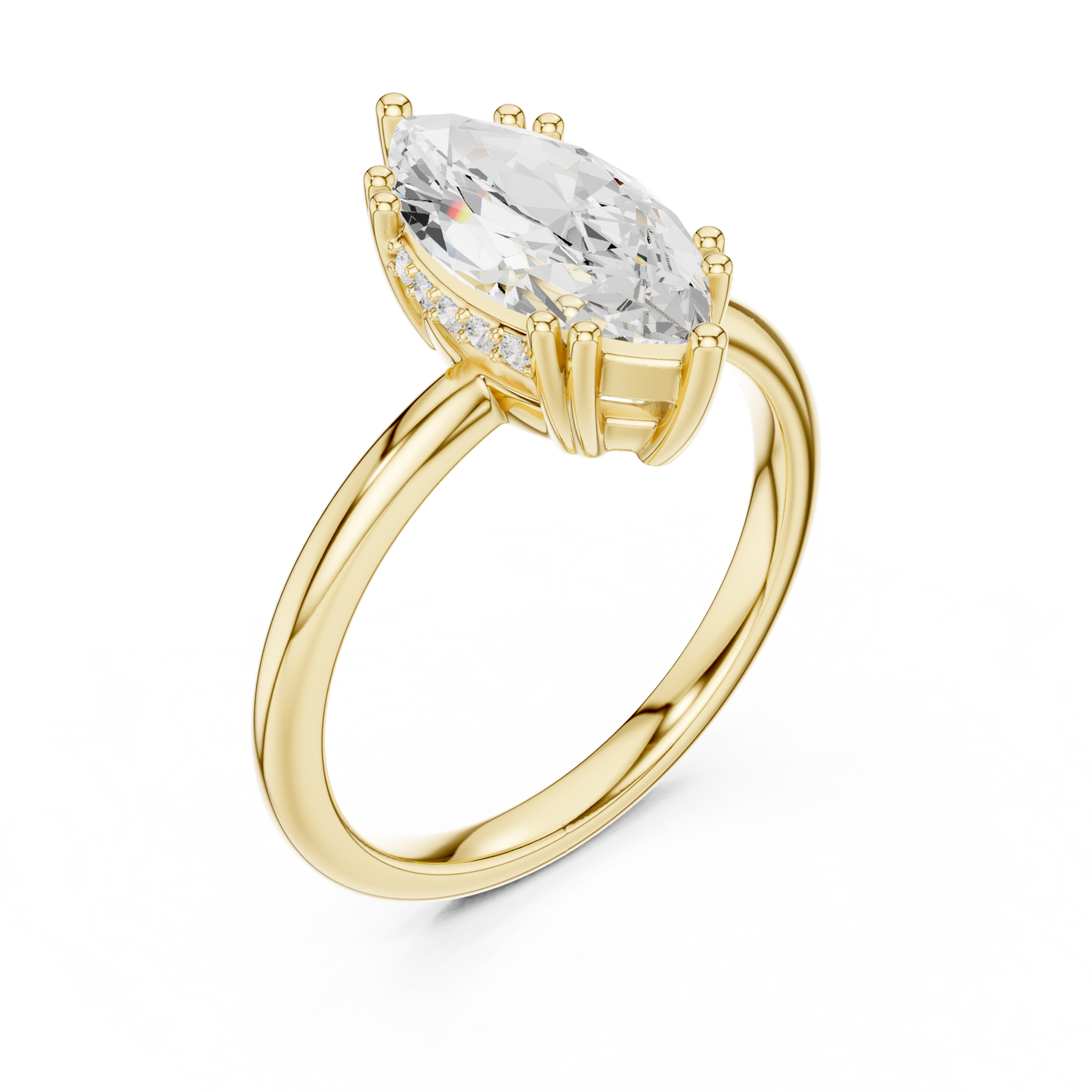 2.06ctw Marquise Cut Solitaire Ring with Hidden Halo | Yellow Gold