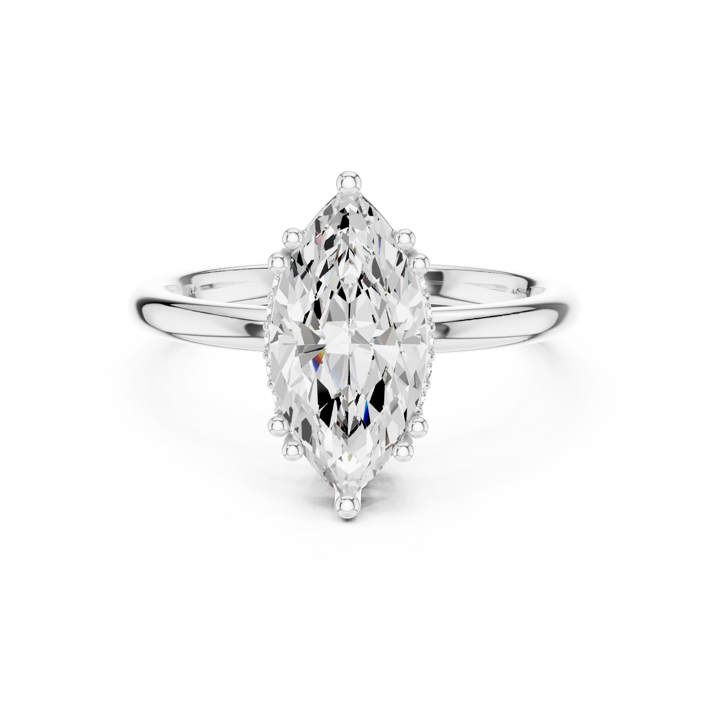 2.06ctw Marquise Cut Solitaire Ring with Hidden Halo | Yellow Gold