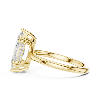 2.06ctw Marquise Cut Solitaire Ring with Hidden Halo | Yellow Gold